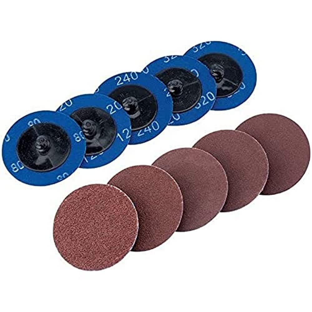 Draper SD2AB Assorted Aluminium Oxide Sanding Discs, Blue, 50 mm, Set of 10 Piece, 50mm, Assorted Grit