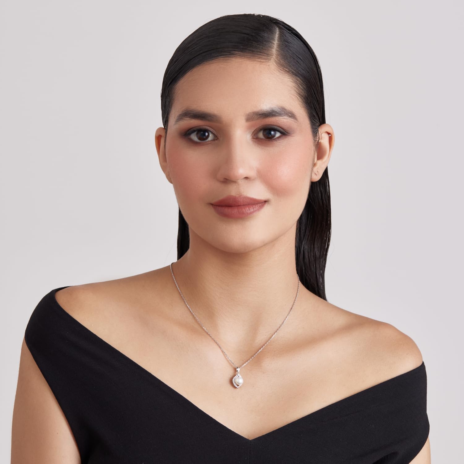 Sterling Silver Pearl Necklace with Freshwater Pearl Pendant