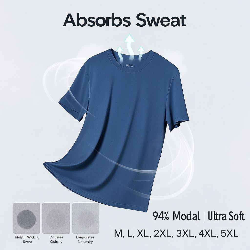 Xingfenly 94% 6% Spandex Summer Short Sleeve -Shirt Men Crew Neck Solid Casual Underwear Clothing