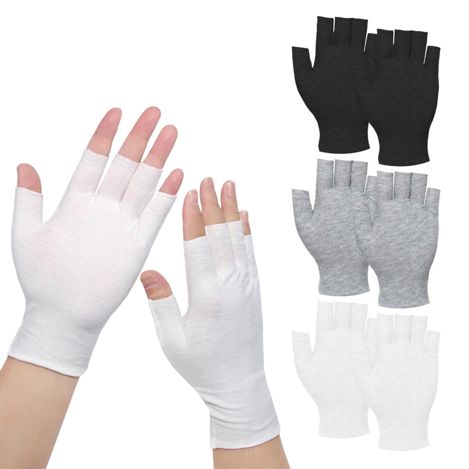 3 Paia Di Guanti In Cotone Senza Dita, Neurodermite, Guanti UV