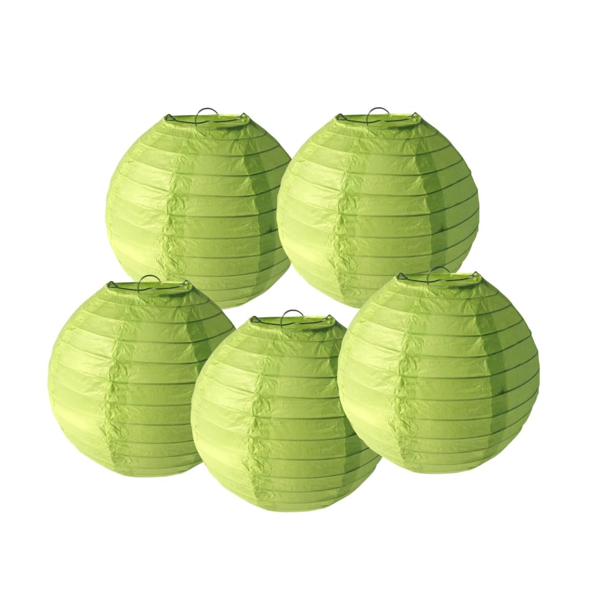 SrchJoy Paper Lanterns Pack of 5 Chinese Wedding Paper Lantern lampshade Lights Round Hanging Lantern for Birthday Party Decorations (Lime Green, 5 Pcs - 4" (10cm))