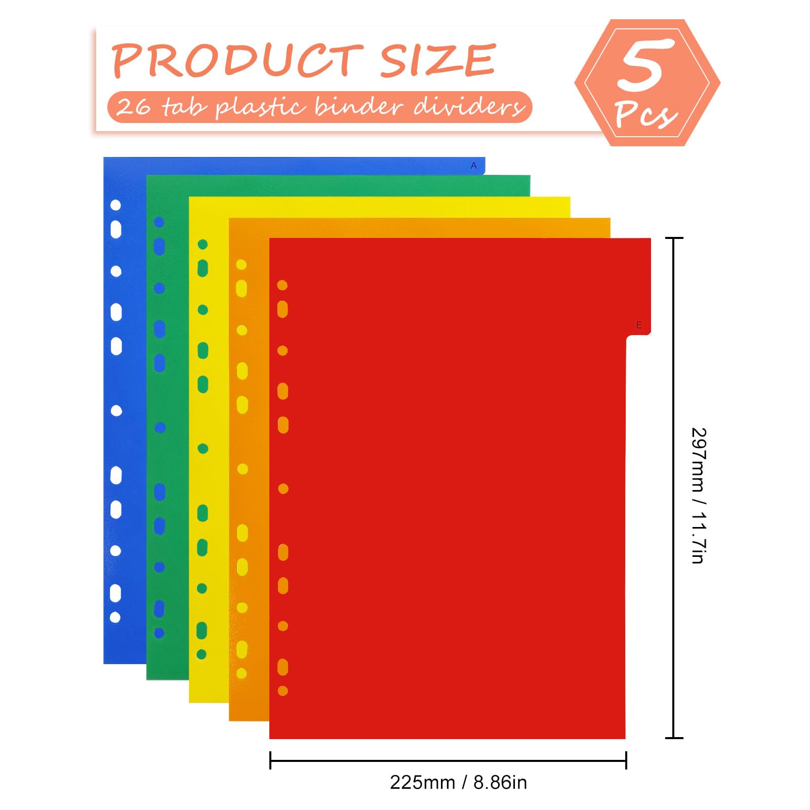 GUOKOFF A4 File Dividers, 26 Part Folder Dividers, A-Z Index Dividers, 5 Pack Plastic Binder Dividers with Multi Hole Punched - Image 2