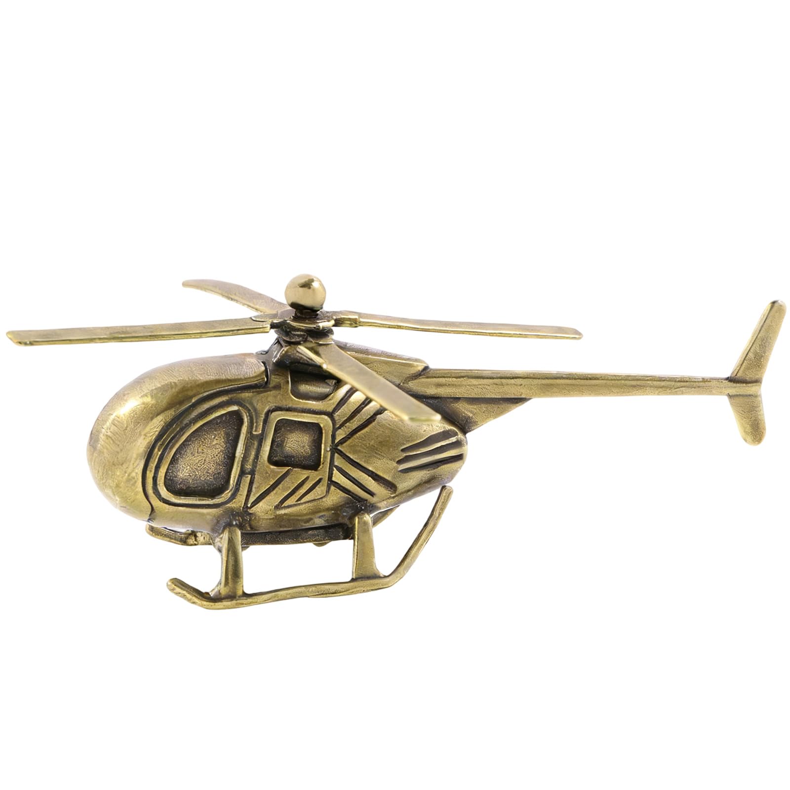Kalttoy Handcrafted Retro Helicopter Brasses Sculpture for Desk Bookcase Display Retros Figurines