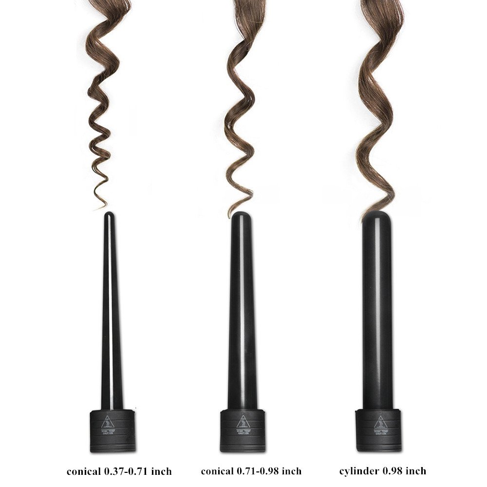 Fer à Boucler,Culwad 3 en 1 Boucleur Cheveux avec LED Fer à Friser de 150-210°C en Céramique avec Gant (EU Plug Prise)