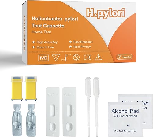 JOGRO Kit de prueba H. Pylori, kit de prueba Helicobacter Pylori, resultados en 10-15 minutos, rápido y altamente preciso, fácil de usar y leer,