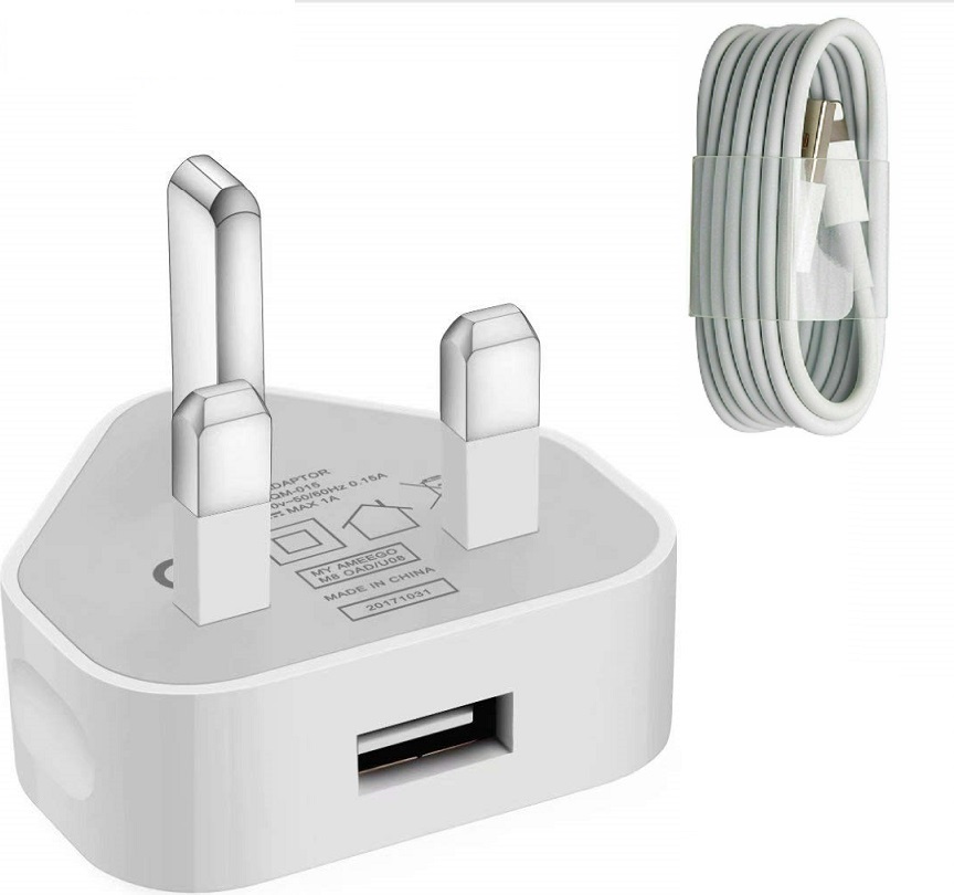 technoplay CE tested 3 pin Charger Plug & USB Data Cable compatible with iPhones 11/11 pro max X XS XR XS MAXX 8 7 6S 7 Plus 6S Plus i-Pad 5th 6th 7th 8th Generation Mini 3 4 5 Pro1st 2nd