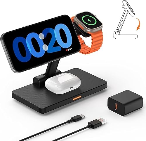 Estación de carga inalámbrica para iPhone Mag-Safe JoyGeek 3 en 1 cargador plegable soporte de teléfono para iPhone 1615141312 ProMaxPlus - para disponible en Yaxa Costa Rica
