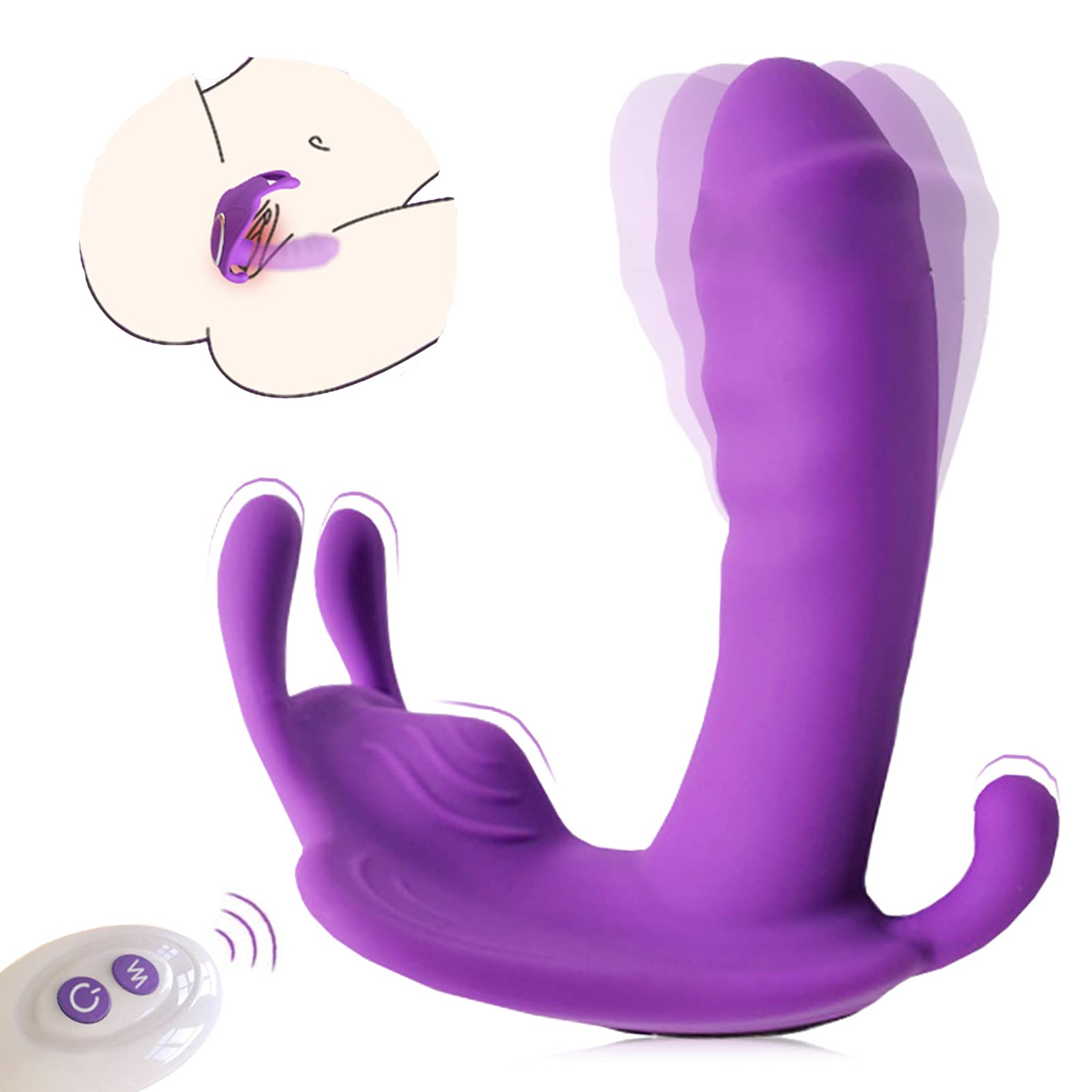 -Vìbrådọres Ŝexụalês Çliťoriș para Mujer Control Remoto Inalambrico, Vîbrạdorešmujer Púnto Ġ con Mando a Distancia, Ŝexo Vībranťe Braĝaș Vībradõr Mariposa Måsajęadør, Púrpura