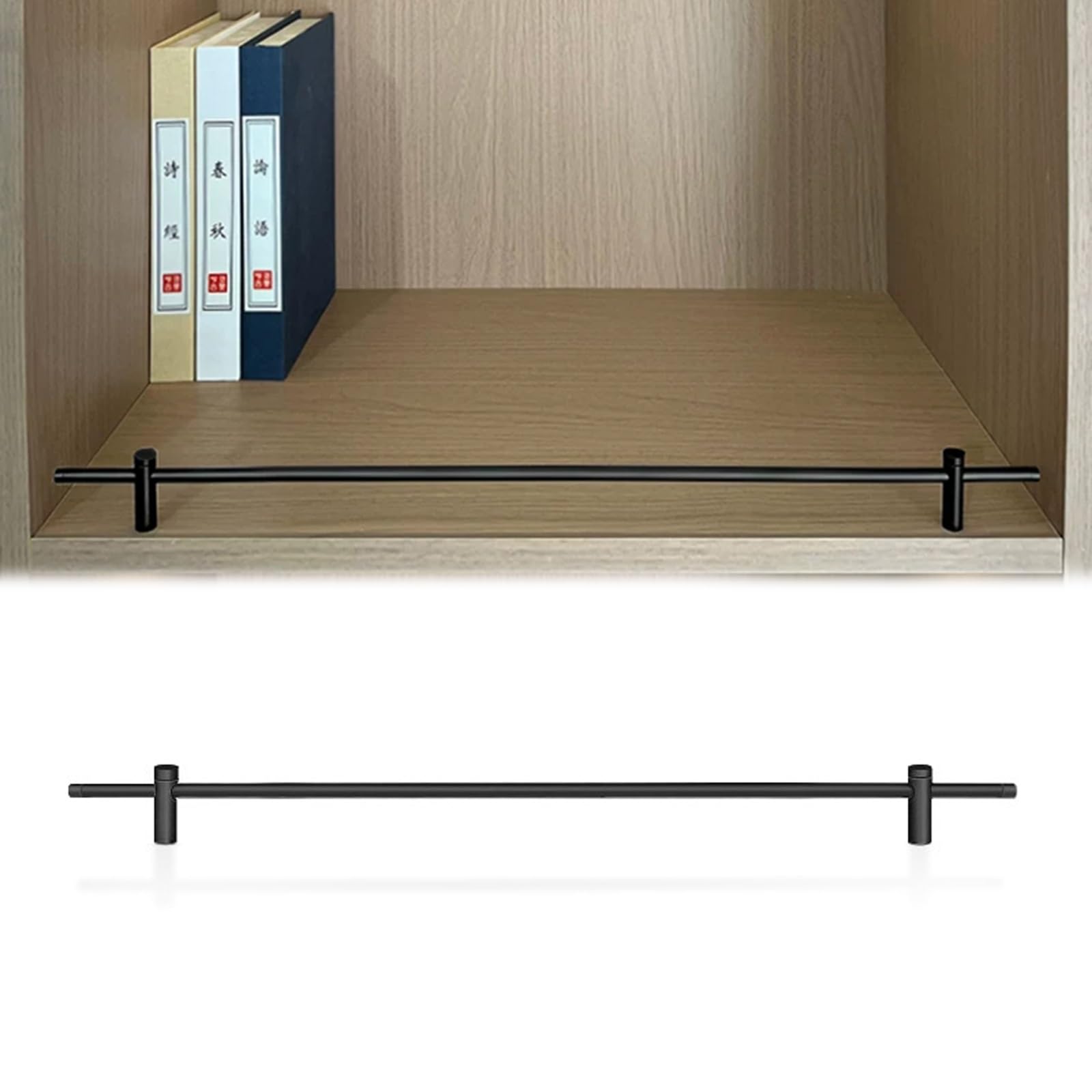 Black Aluminum Bar Bottle Shelf Railing 1 2 3 4 Pack, Floating Picture Ledge Shelves Rail, Cabinet Item Anti-Drop Guardrail for Pantry/Supermarket/Basement(1 Pc,Long 16in/41cm)