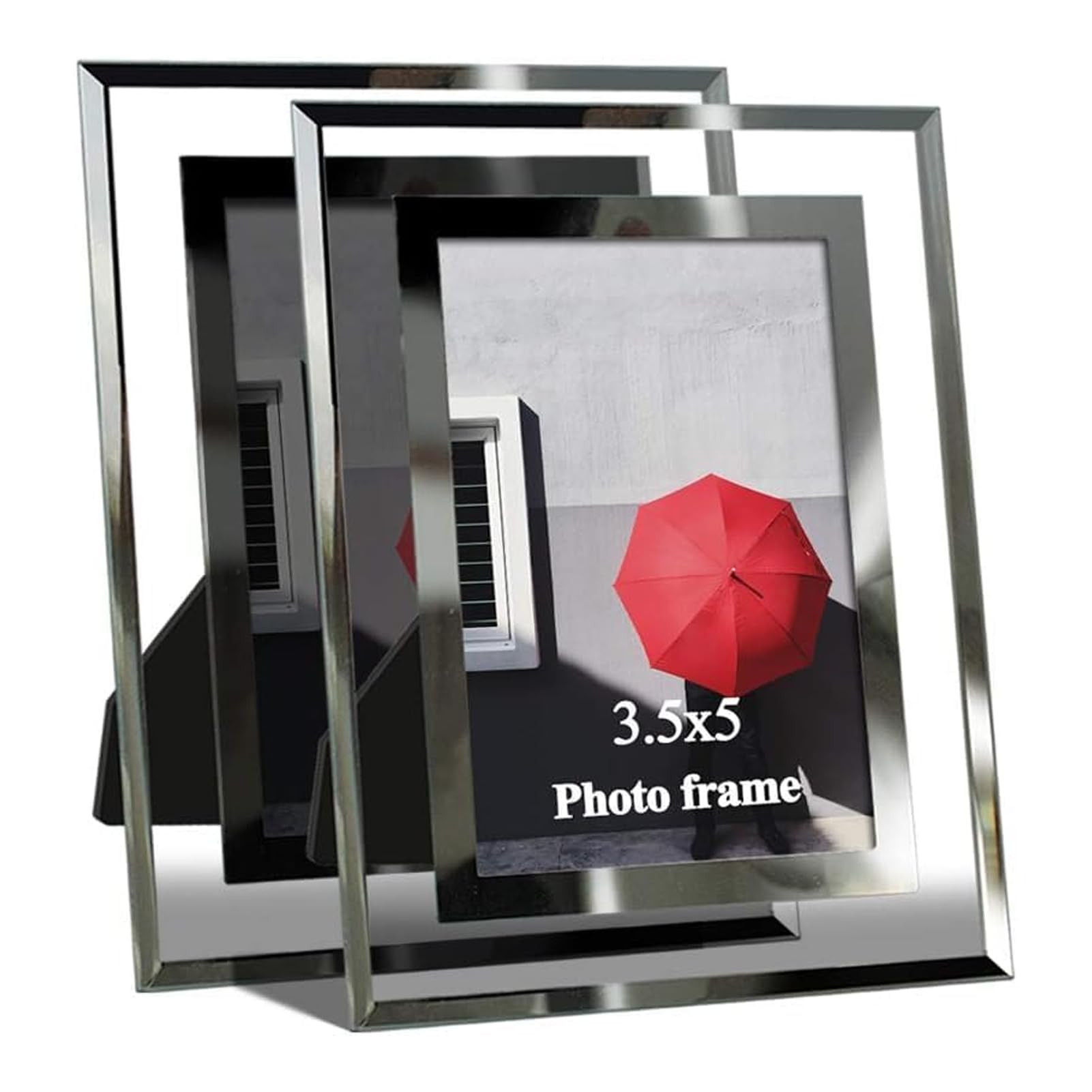 Giftgarden 2er Set Glas Bilderrahmen 9x13 cm - Silber Fotorahmen für 13x9 Fotos und Bilder - Perfekt für Babyfotos, Familienfotos und Hochzeitsfotos - Geschenk für besondere Anlässe