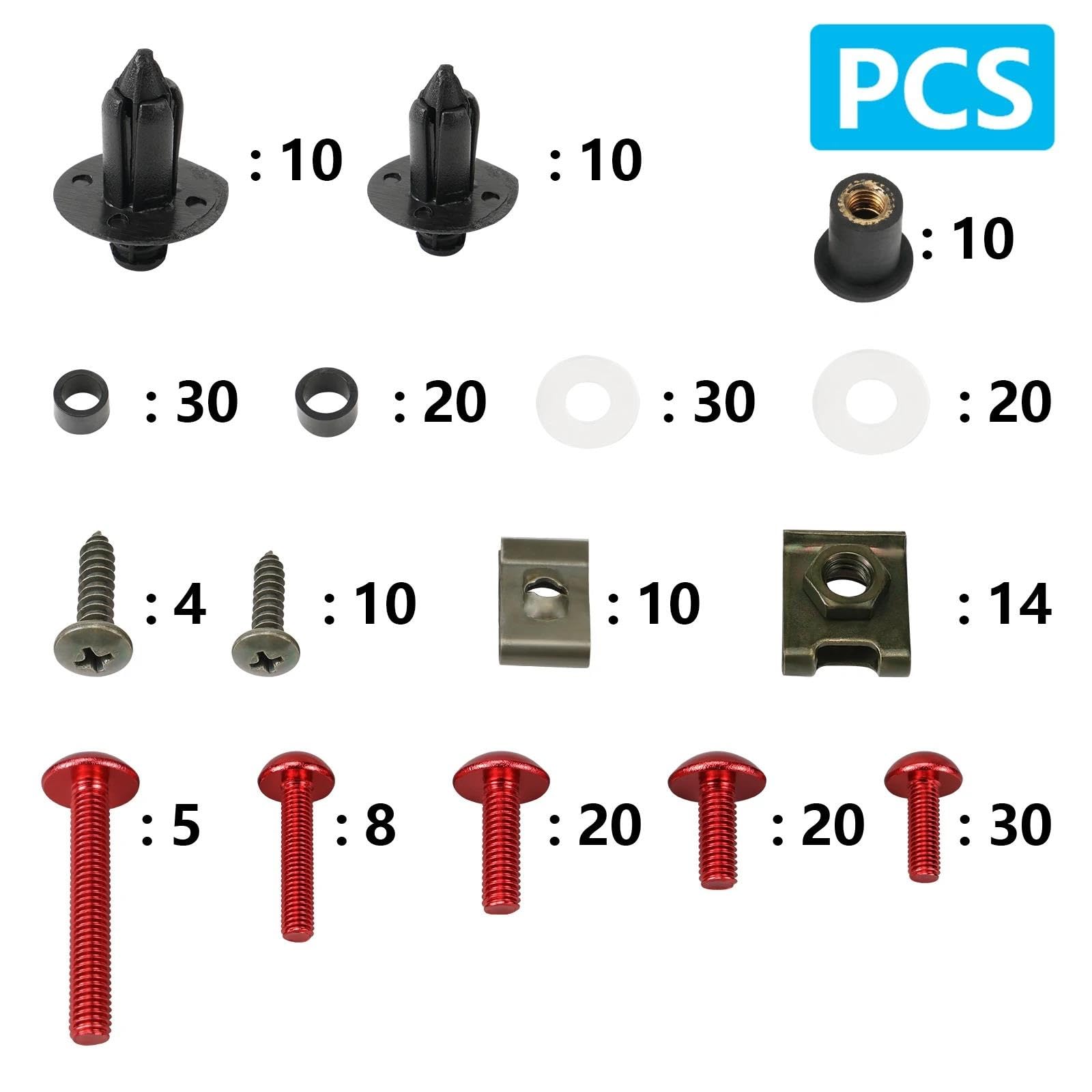 253PCS Verkleidung Bolzen Befestigungs Clips Schraube Für F2 F3 F4 CBR 600 RR 1000 900 929RR 650R(Silber)