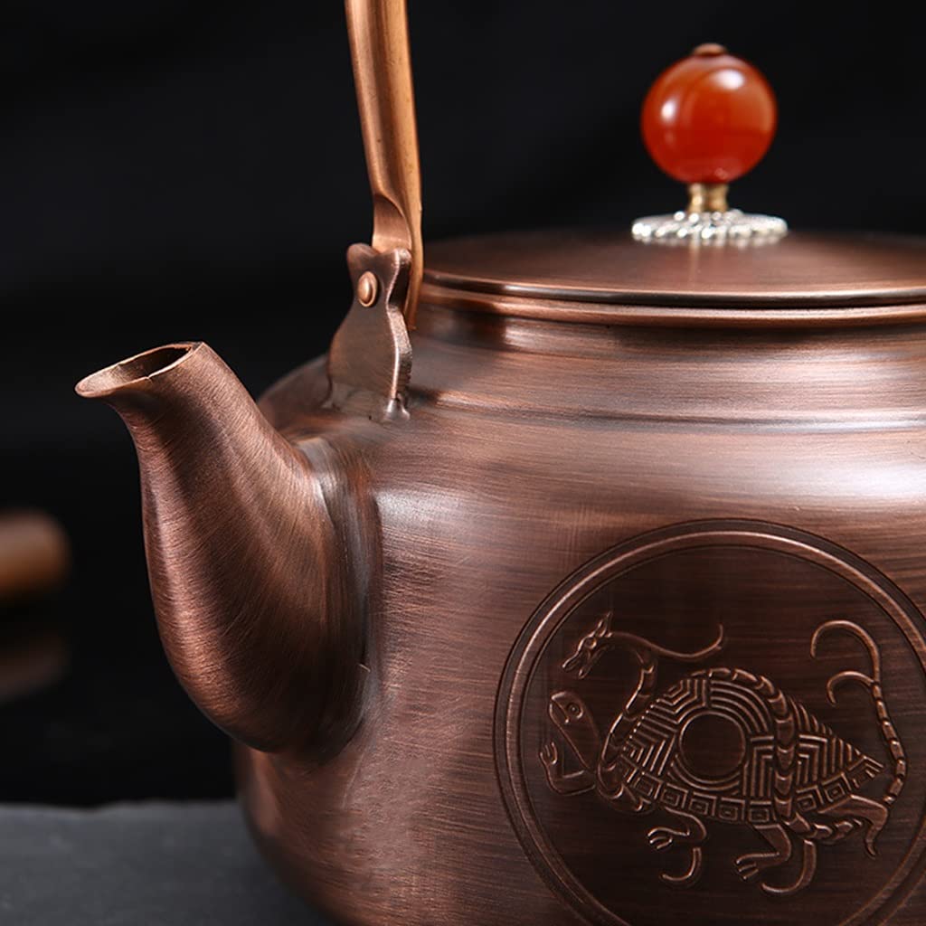 NEBE Tetera Olla de Cobre auspiciosa Creativa, Barril Recto con Tapa, Tetera de Regalo, Juego de té de Oficina, Olla de Cobre for hostelería Teapot