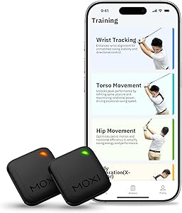 MOXI SwingMotion Golf Swing Analyzer – Dual Wearable IMU Sensors for Real-Time BioFeedback & 3D Visualization via App – Improve Wrist, Torso, Hip & X-Factor with 4 Training Modes