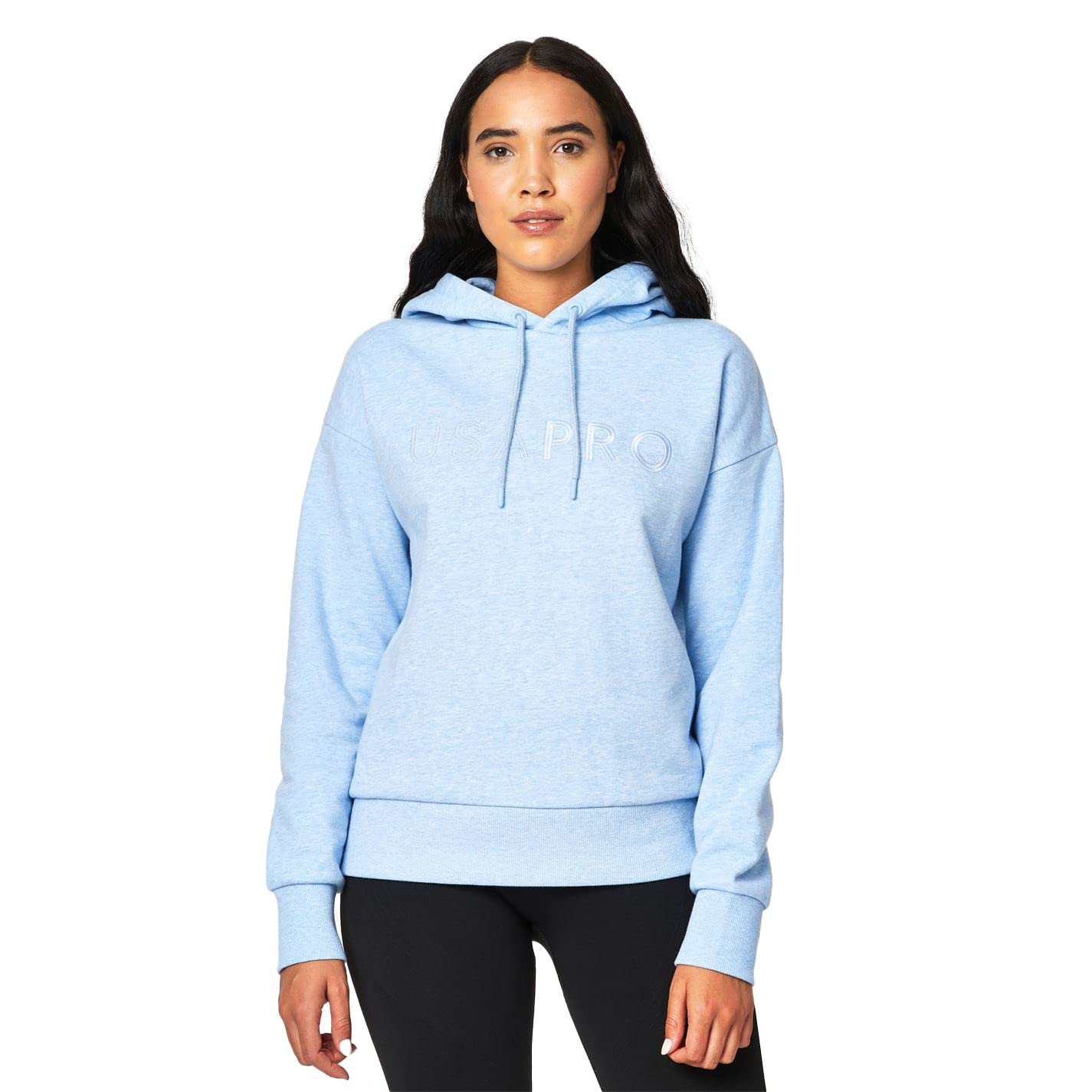 USA Pro Womens Classic Logo OTH Hoodie Blue Marl 14 (L)
