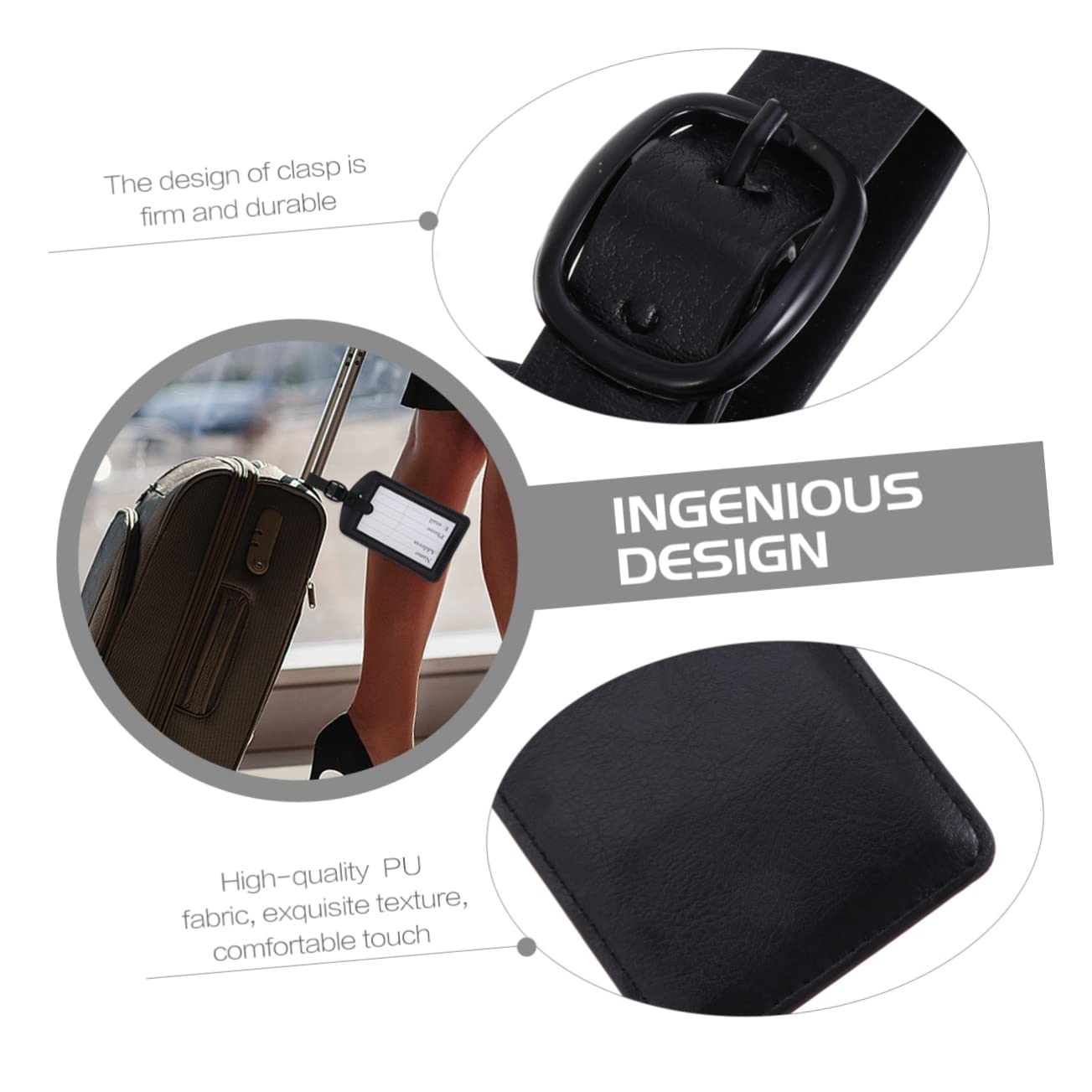 10stücke Kofferanhänger Luggage Tags Für Reisen Baggage Labels Aus Pu Langlebig Elegant Leicht Und Tragbar Für Gepäckidentifikation Schwarz