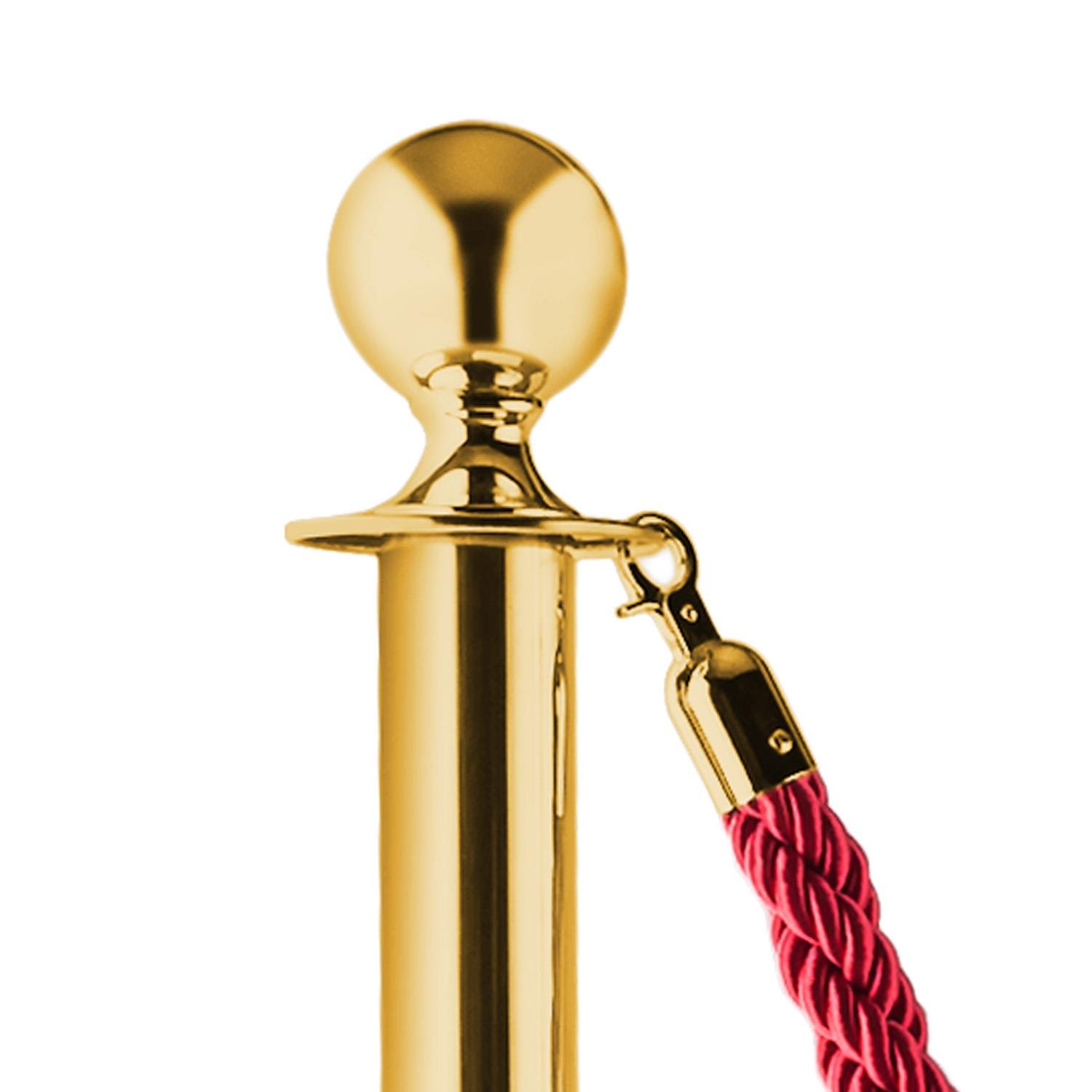 oneConcept Golden Gate - Transenna, Transenna Eliminacode, 2 Paletti, 1 Cordone di Bloccaggio, Stabile, Resistente Alle Intemperie, Espandibile, Oro/Rosso