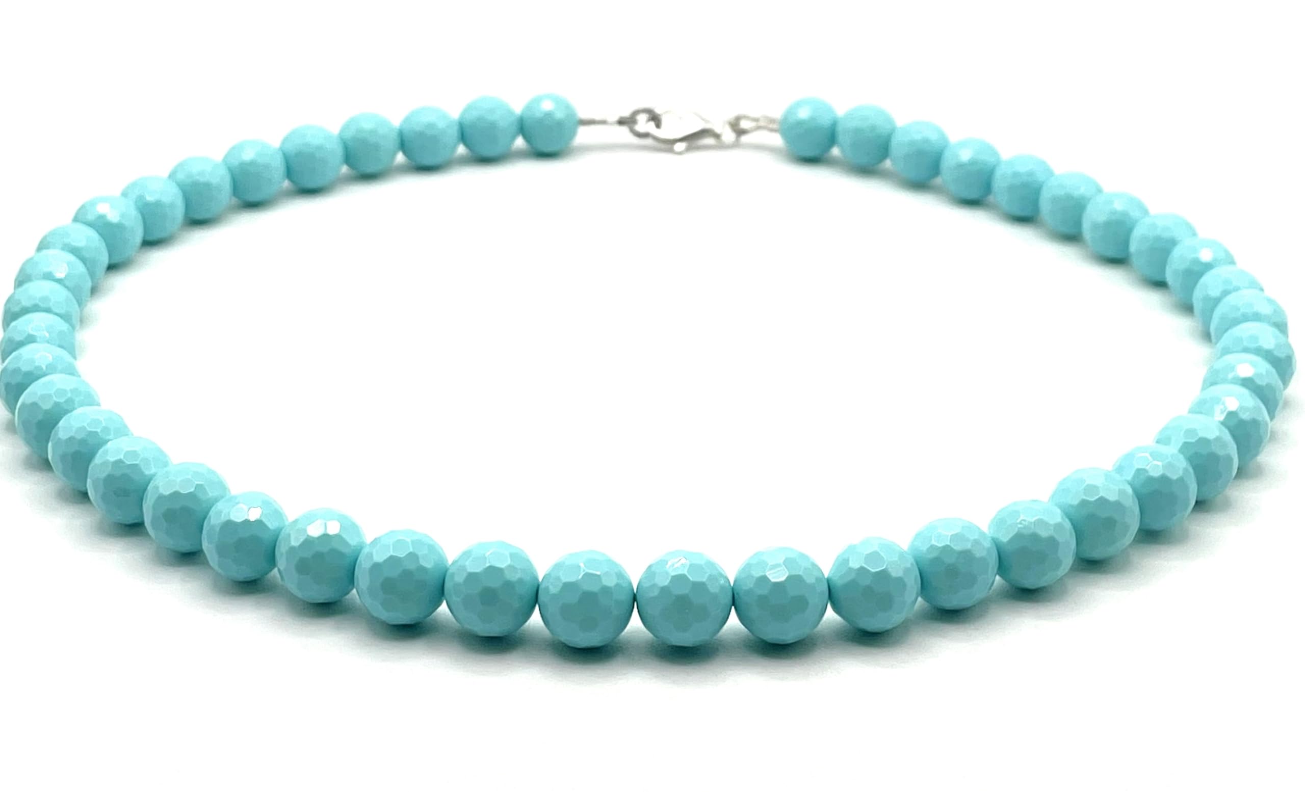 Collana in Pasta di Turchese Sfaccettata, Girocollo in Argento 925 Italiano, Gioielli Moderni, Bijoux Fatti a Mano, Made in Italy, Regalo