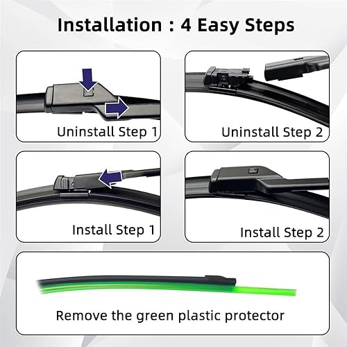 Miniatura 5 de Limpiaparabrisas delantero de automóvil compatible con Citroen C3 MK3 2016-2023 2016-2023, cepillos de lluvia para parabrisas de automóvil, 26 + 16