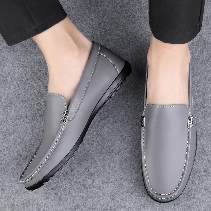 Mens Loafers Round Toe Solid Color Faux Leather Anti-Slip Slip Resistant Flat Heel Outdoor Prom Slip-ons4