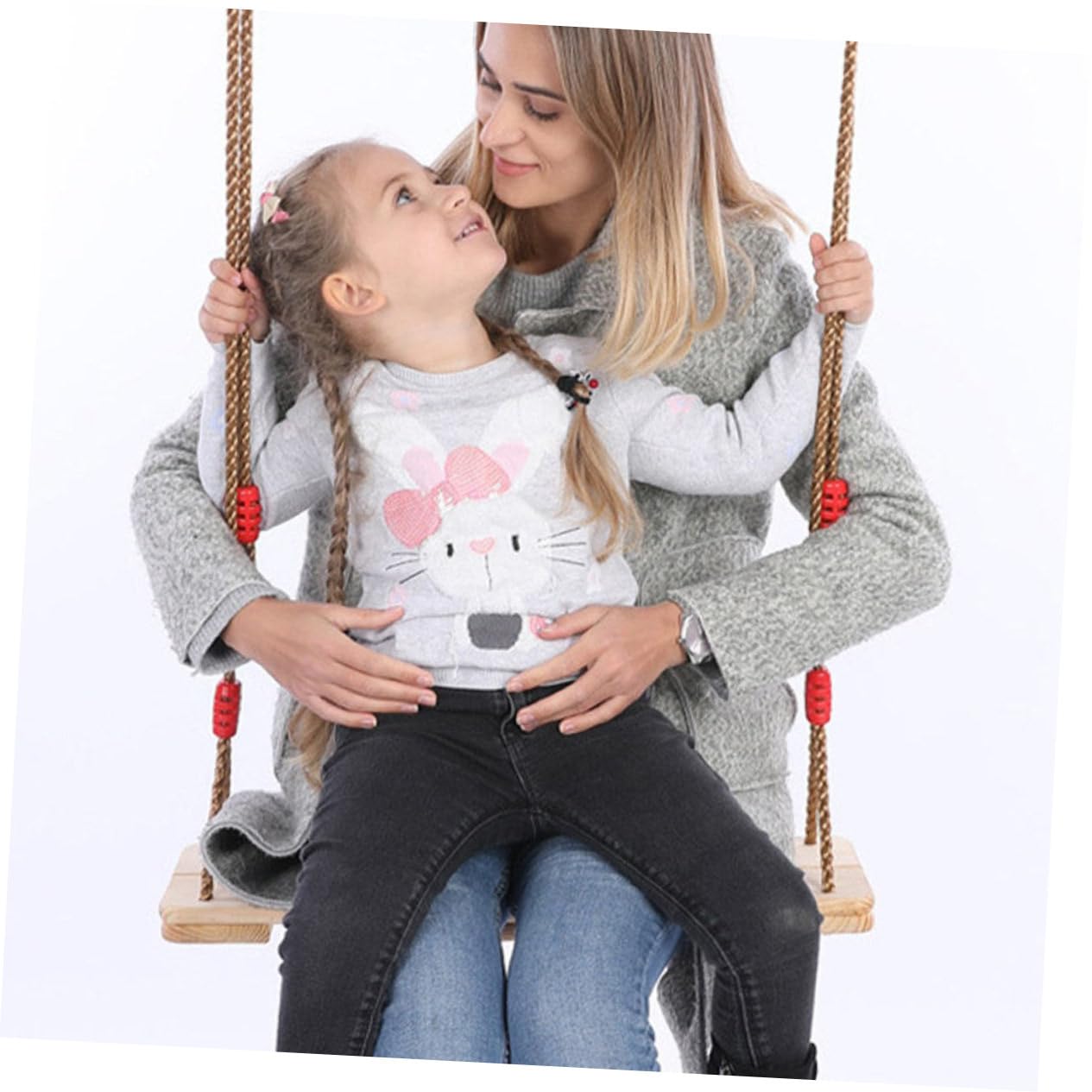 Vaguelly Thick Wide Seat Board Wooden Swing Outdoor Swing for Adults Random Color