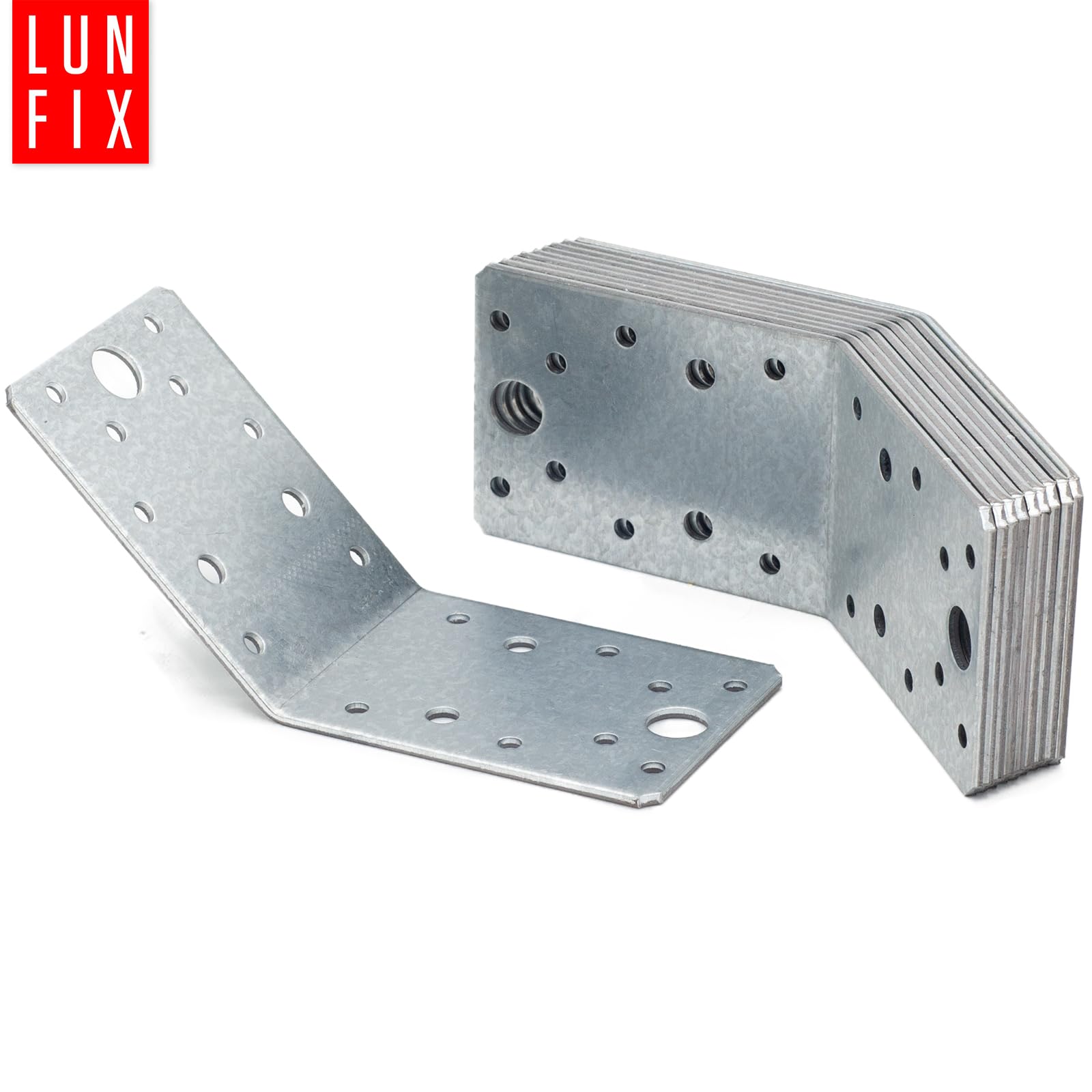 Winkelverbinder 135 Grad 90x90x65 mm verzinkt 50 Stk Schwerlast | 135 Grad verzinkt Schwerlast, Bauwinkel Lochwinkel Montagewinkel Metallwinkel, Holzverbinder Balkenverbinder Stahlwinkel