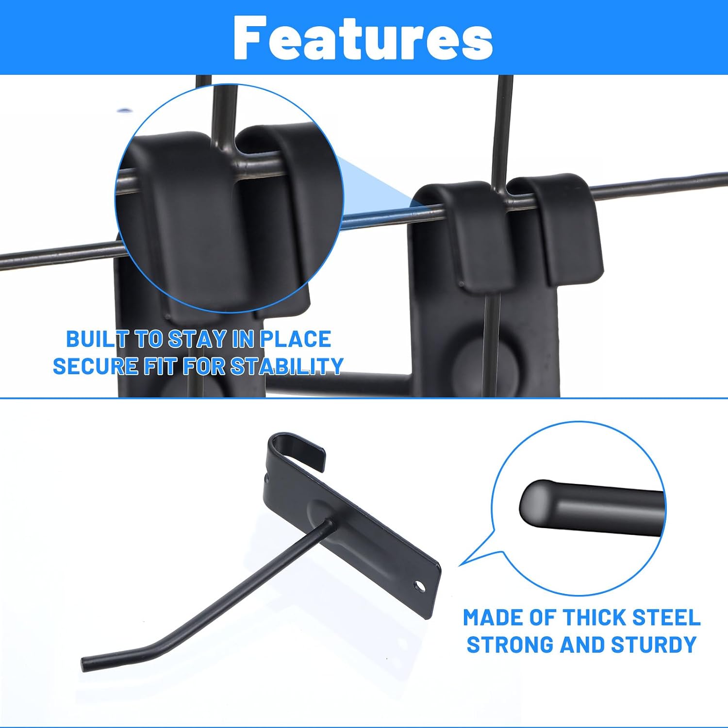 40 Pcs 4 Inch Gridwall Hooks, Display Hooks for Grid Wall Panel, Metal Grid Panel Hanging Hook for Retail Home Workspace Organization Display Storage Gridwall Accessories