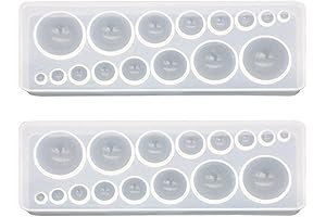 Cabochon Gem Silicone Mold, 2PCS Clear Round Silicone Mold