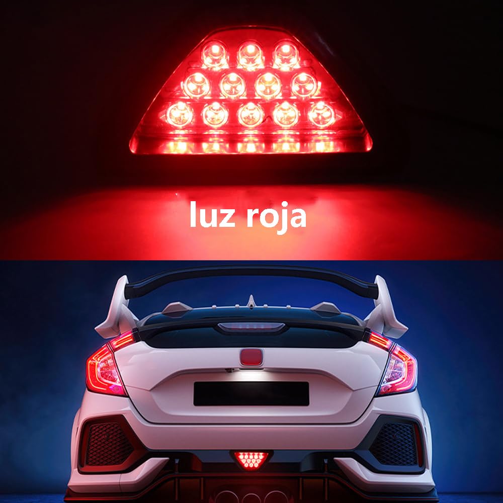 Riloer Luce freno posteriore auto, 12V Universale 12 LED Terza luce stop, Luce stroboscopica Fendinebbia, Luce rossa e guscio rosso