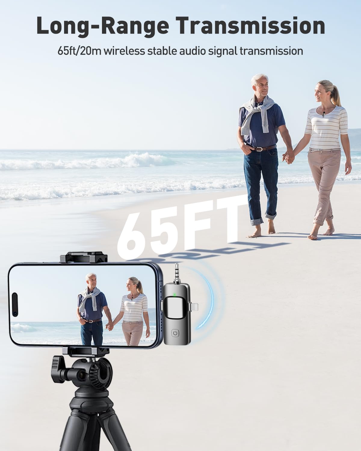 PoP voice 3 in 1 Wireless Mini Microphone for iPhone Android Camera iPad, Lavalier Microphone with Noise Reduction, Lapel Lav Mic with Noise Reduction for Video Recording Vlog YouTube TikTok