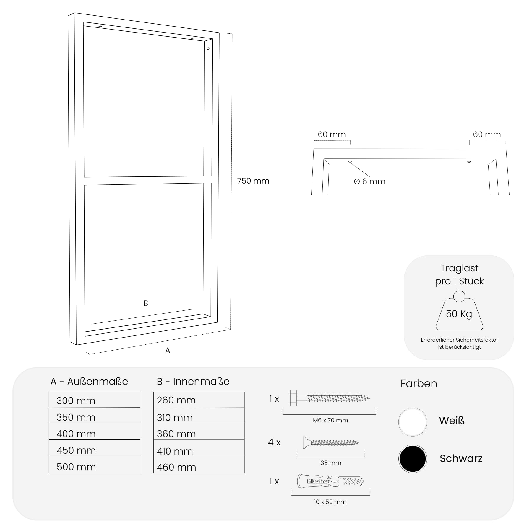 HEVVA |Estructura de lavabo doble – 75 cm de alto | NECKAR | 25/30/40/45/50 cm | patas de armario bajo lavabo | 2 patas de lavabo – blanco, 35 cm
