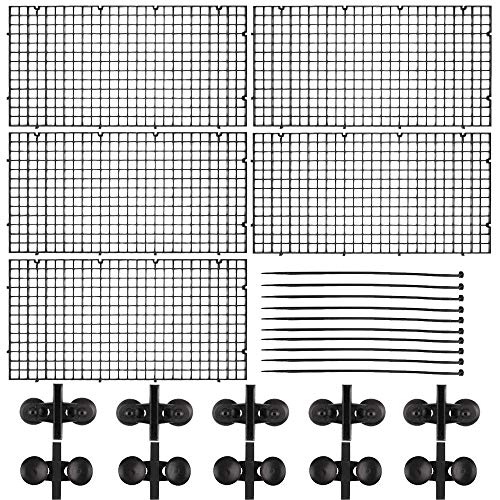 Kingrun 5 Stück Trennwand für Aquarien Fisch Tank Teiler Kunststoff Gitter Teiler Isolation Board Divider Filter Patition Board Net Aquarium Gitter Divider mit Saugerclips und Schwarze Kabelbinder