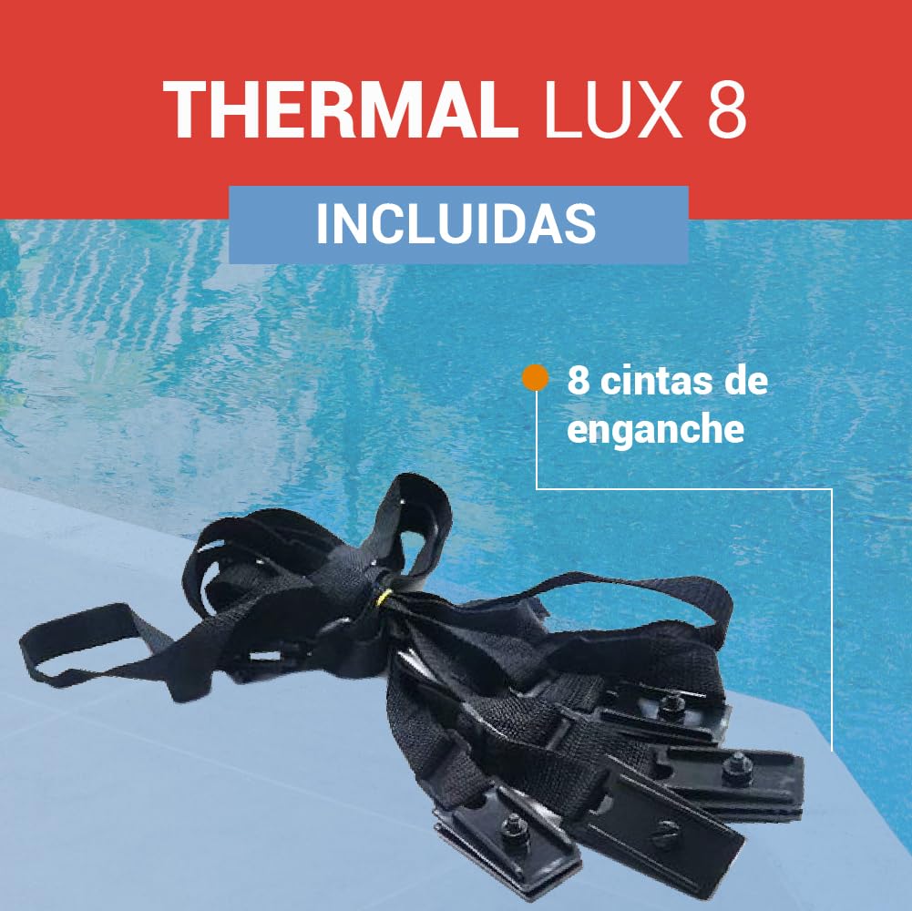 Piscihogar Enrollador Manta Piscina Thermal Lux 8.0 |hasta 1000 micras |Tubo Central Extensible de 1,0-6,2 a 8,0 m
