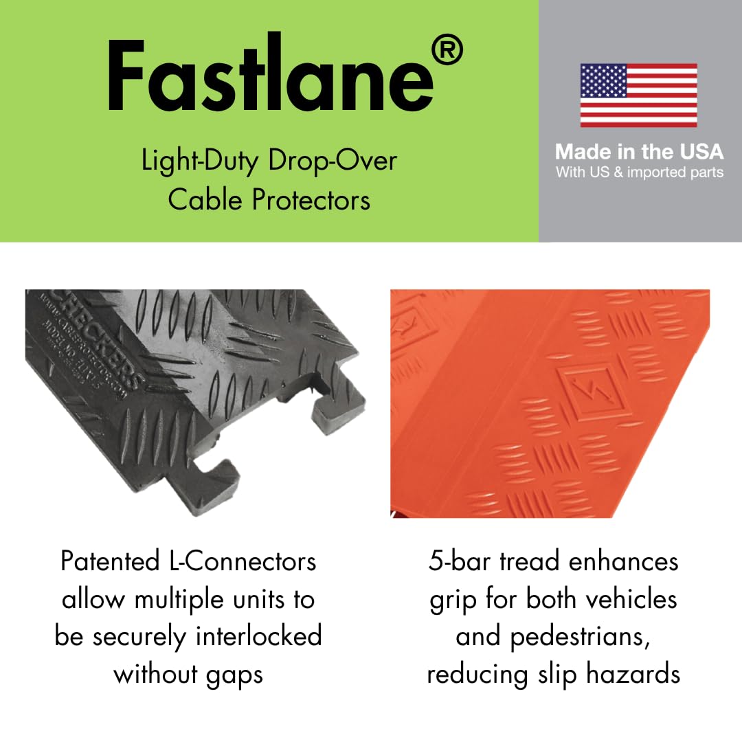 Fastlane FL1X1.5-O Protector de Cable de Poliuretano de 1 Canal con Conectores en Forma de L, Naranja, 36 Longitudes, 5,25 anchuras, 0,75 de Altura por Checkers Industrial Safety Products