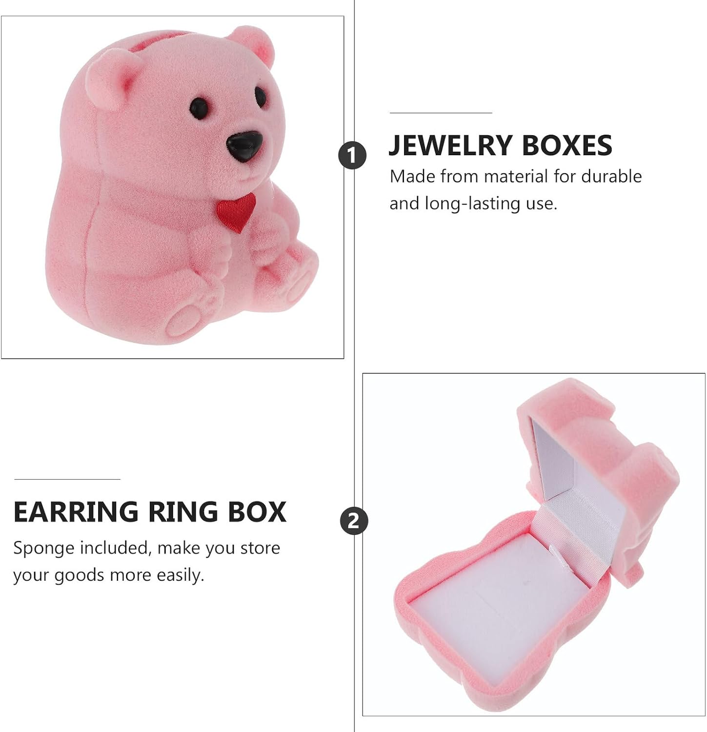 POPETPOP Creative Bear Ring Box with Cover Velvet Jewelry Storage Case for Engagement Wedding Proposal Unique Bear-shaped Container Protects Rings From Scratches and Dirt Gift for image 5