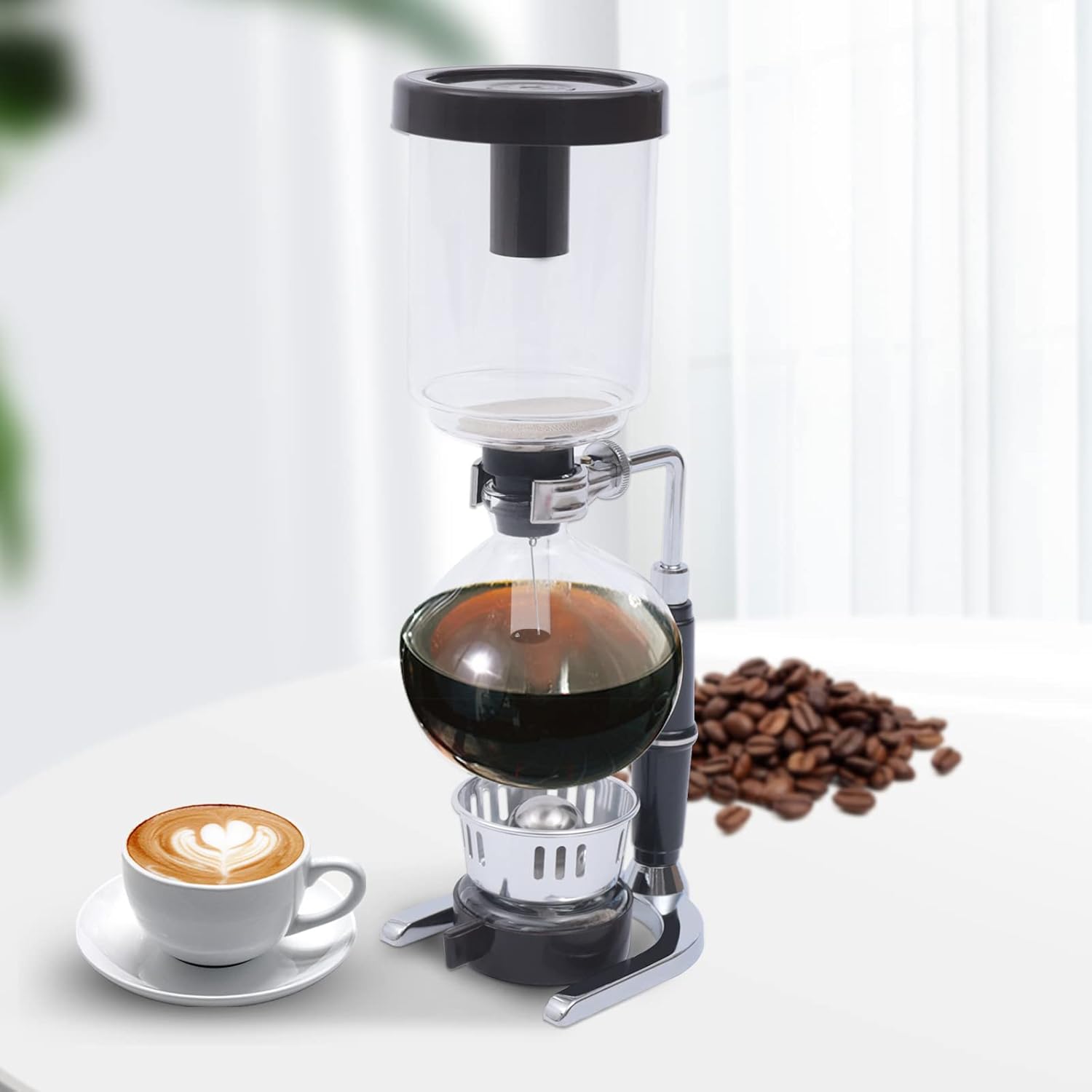 DYNAMI Siphon Coffee Maker,500ml/0.13Gal Vacuum Coffee Brewer with Stainless Steel Base & Glass Pot,for Home Barista Use - Image 1 of 9