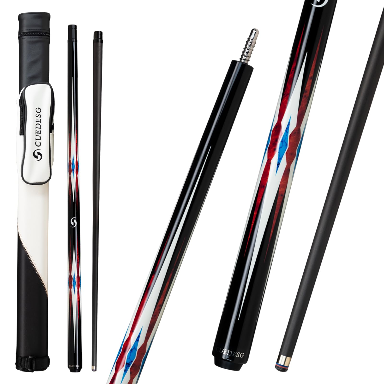 Carbon Fiber Pool Cue Stick 10.5mm/11.8mm/12.5mm,Low Deflection Pool Stick,Professional Cue Stick with Case
