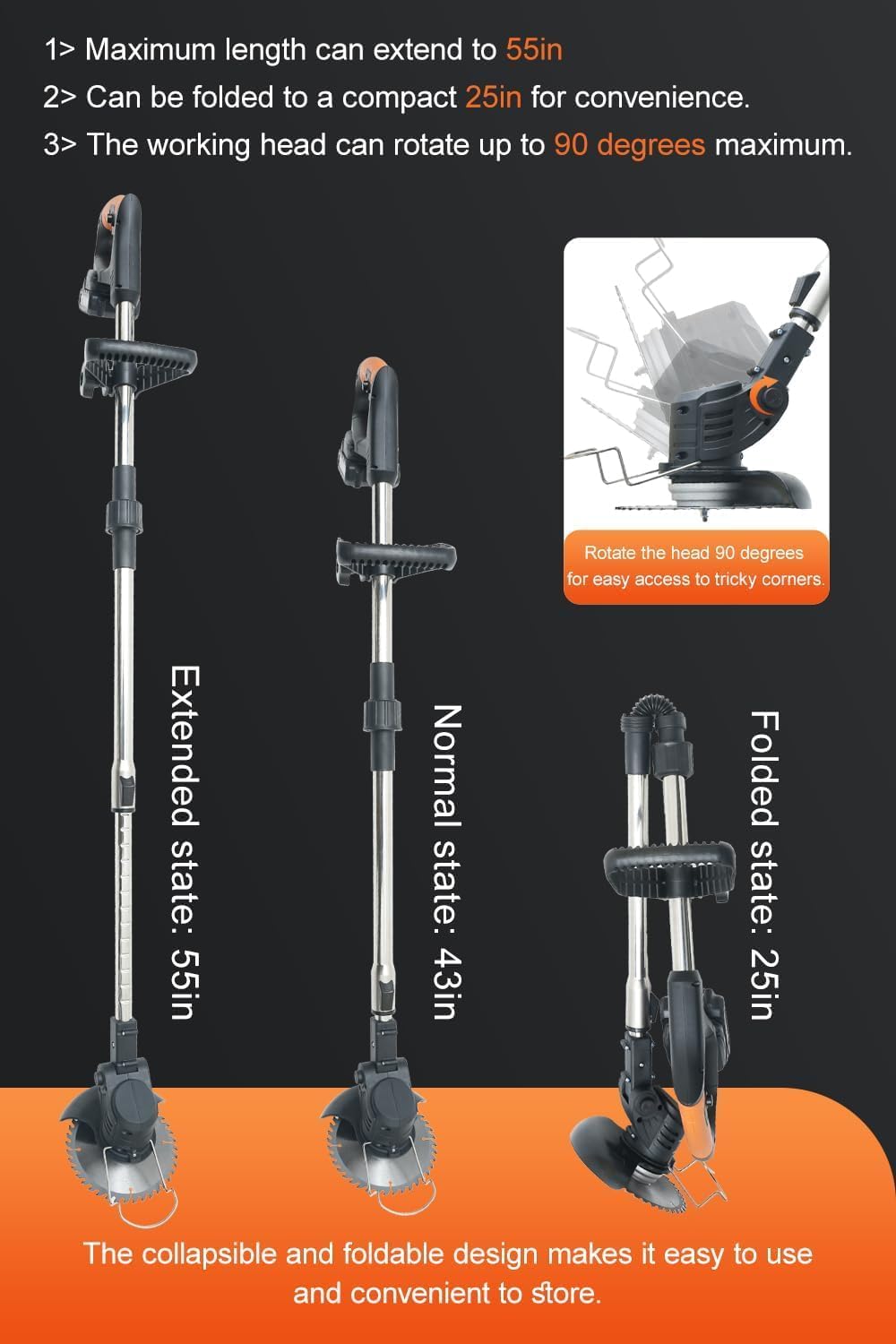 Cordless Weed Wacker,Electric Weed Eater,2 Batteries,Grass Trimmer Cordless,Weed Erimmer Black