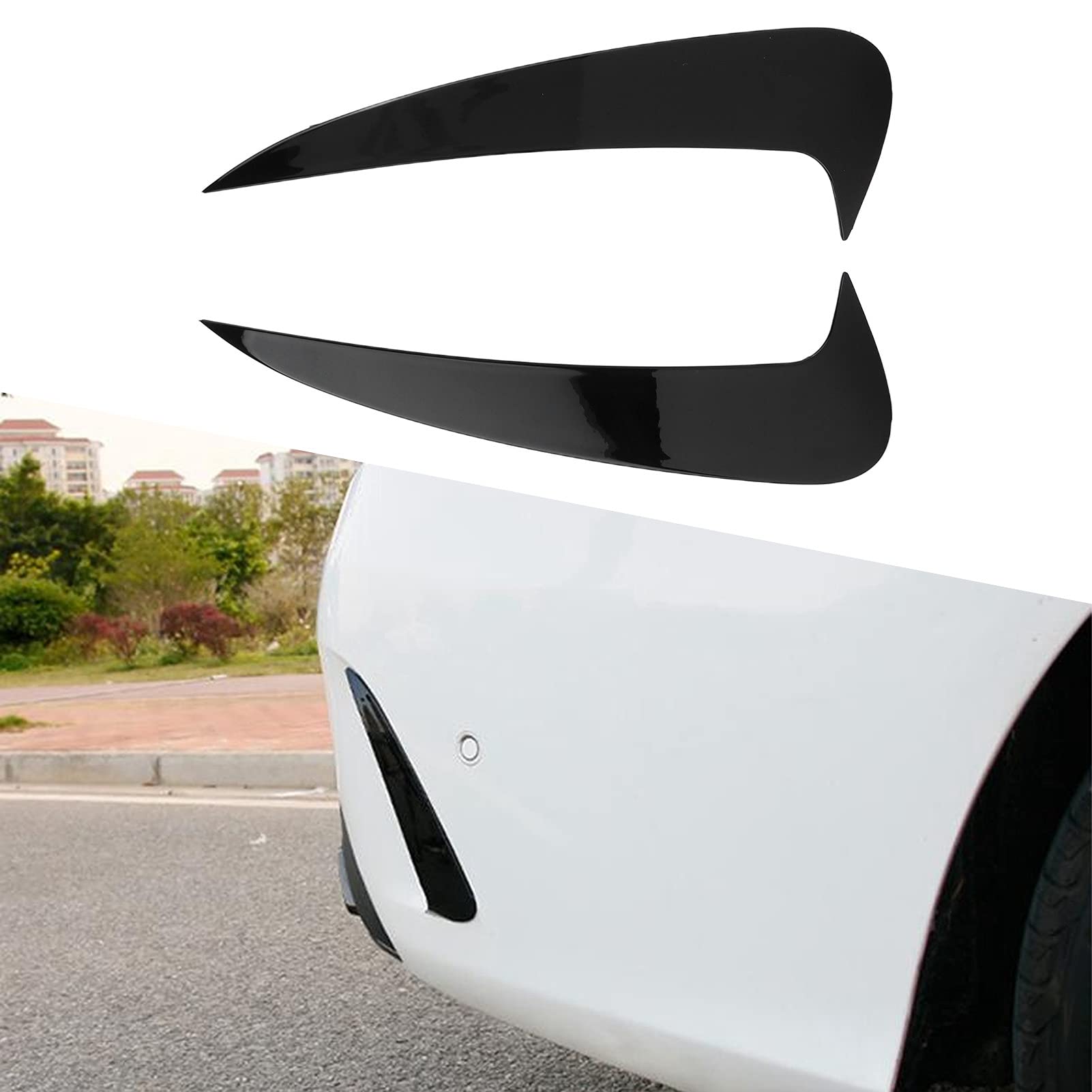 Auto Heckstoßstange Seitenflossen, ABS Heckstoßstange Spoiler Lip Splitter Schwarzer Ersatz für C Coupe C205 2015+, 2 Stück