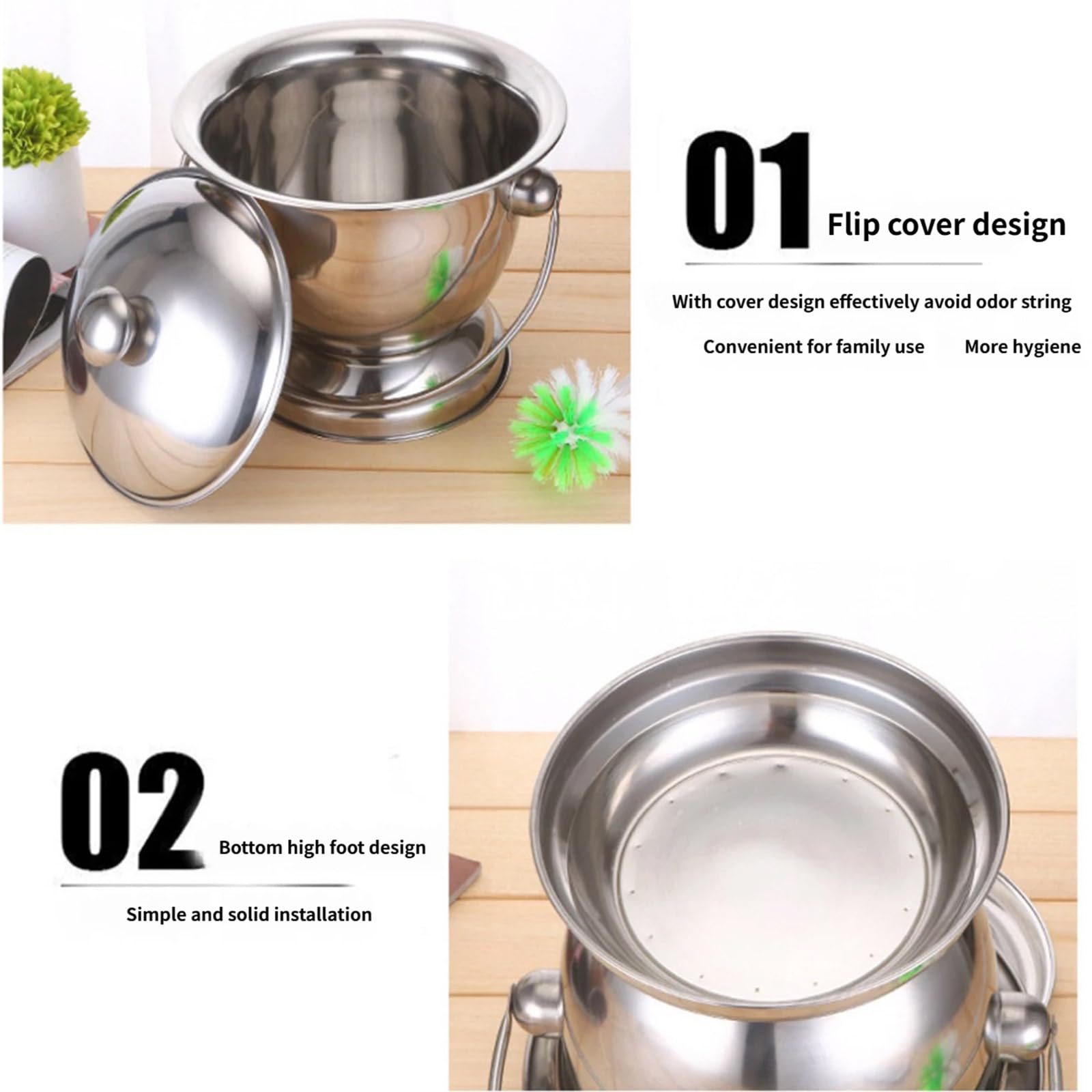 Orinal portátil de acero inoxidable con tapa, orinal portátil, botellas de orinal para un fácil uso de viaje, fácil de usar