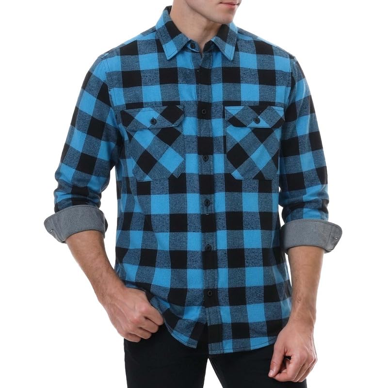 WARHORSEE Flannel Shirt for Men Long Sleeve Button Down Plaid Shirts