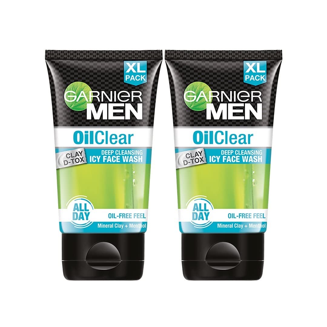 Garnier Men, Face Wash, Balances Oil Level in Skin, Oil Clear Clay D-Tox, 150 g (Pack of 2) & Garnier Bright Complete VITAMIN C Booster Face Serum, 30ml - Image 2 thumbnail