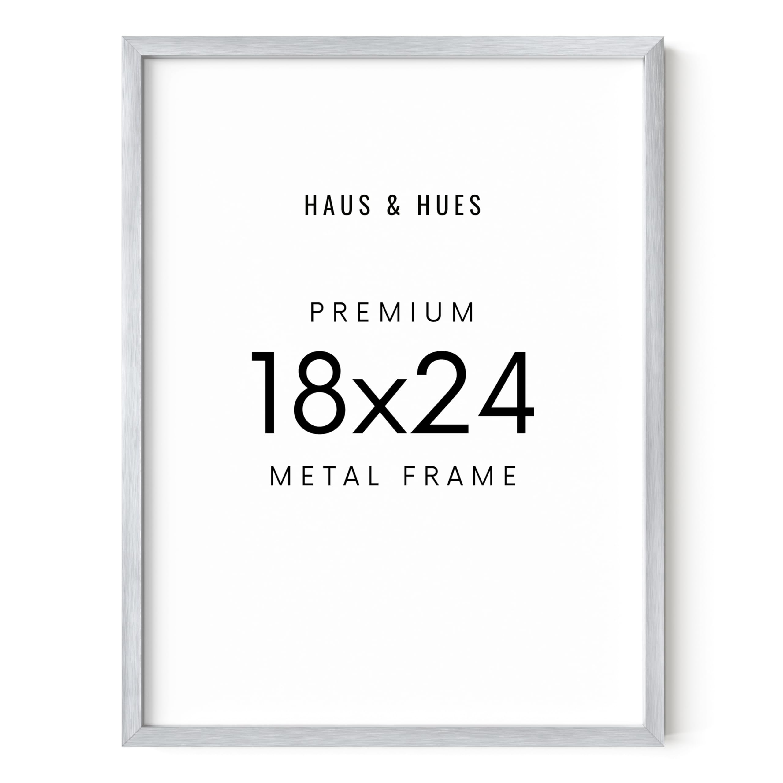 HAUS AND HUES 18x24 Silver Picture Frame - Silver 18x24 Frame Aluminum, Vertical & Horizontal Hanging, Shatterproof Plexiglass - Ideal for Home, Room, Office Decor (18x24 in, Silver)