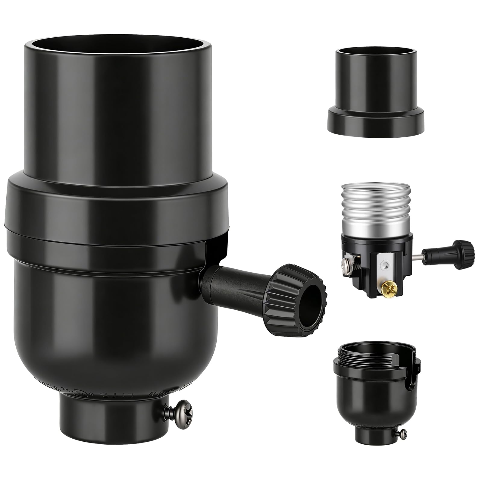 Photo 1 of Qryphent Lamp Socket Replacement with Rotary Switch Black E26 Medium Base