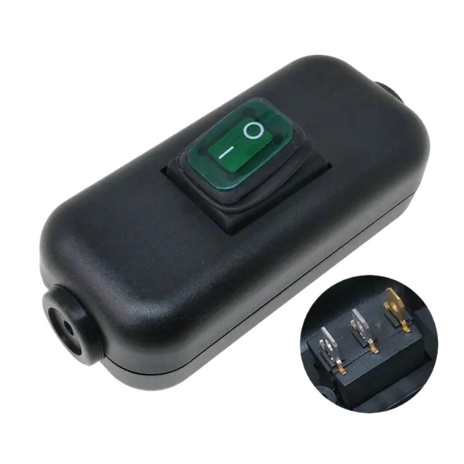 Interruttore cavo in linea impermeabile IP65 6A 250VAC Max AC100~250V Indicatore 4 colori Rosso Verde Blu Nero(Green LED Button)