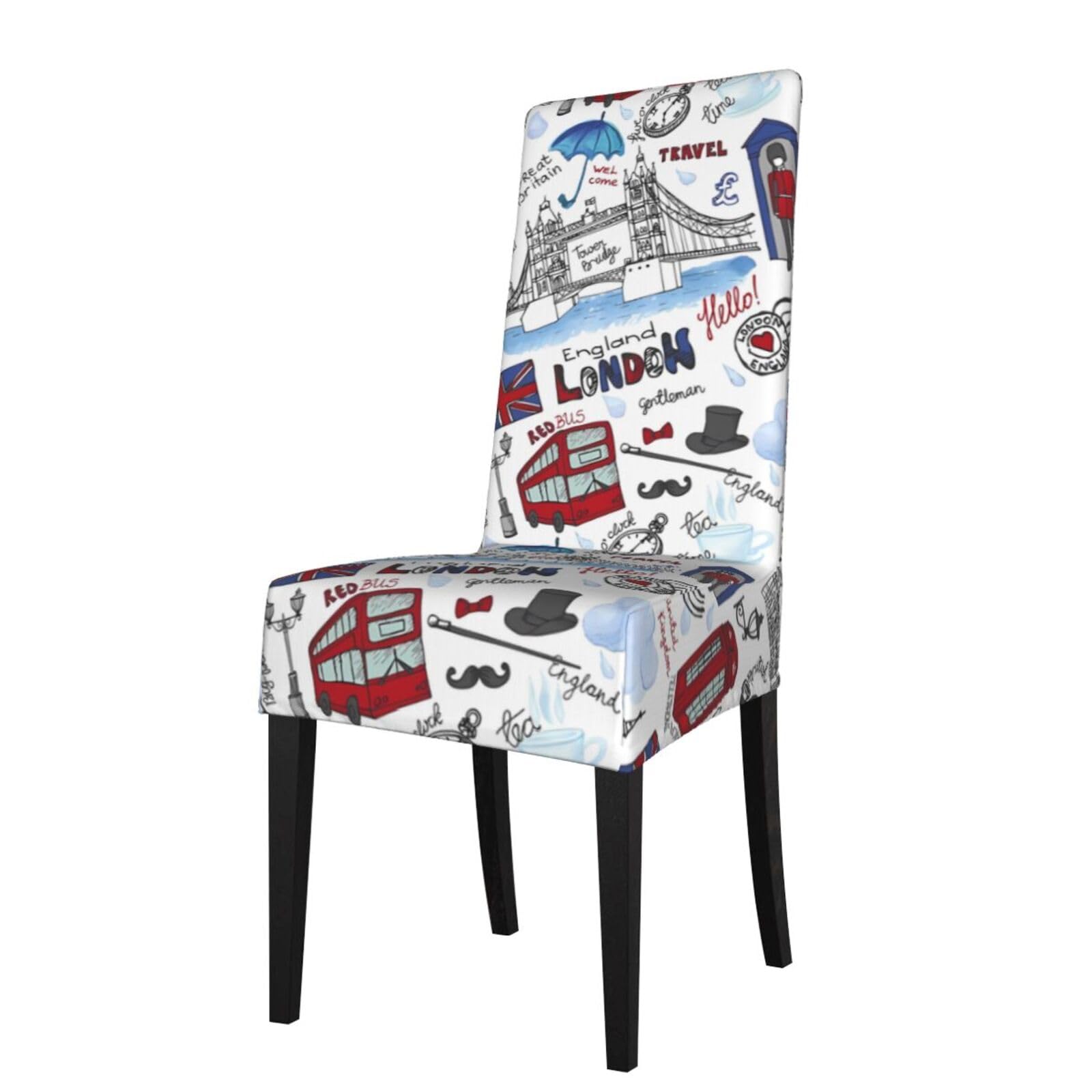 Yyhwhjde Black London Prints Dining Chair Throw Covers - Stretchable Spandex Slipcovers For Chair Protection & Refreshing Your Dining Room