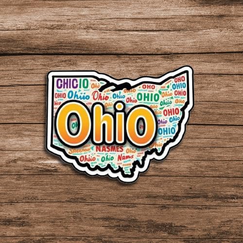 Image of Ohio State Sticker Vinyl Decal Waterproof 5 Inch USA State Shape for Laptop Water Bottle Car Window Bumper Truck Travel Souvenir Gift