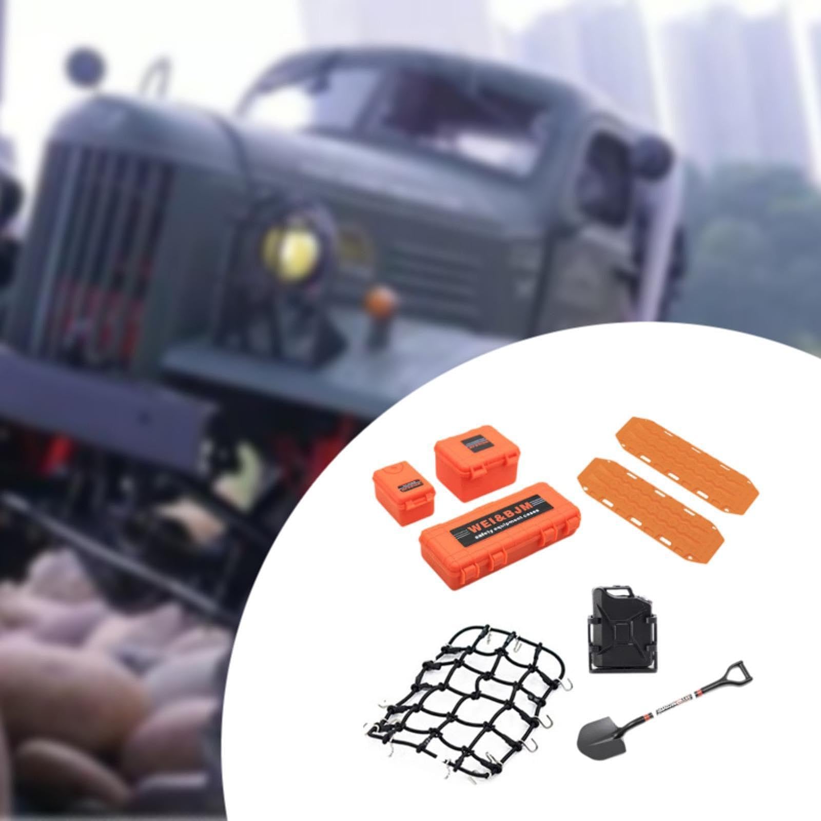 Decoración de Techo de Coche RC, Repuesto de Pieza de Vehículo RC, Caja de Almacenamiento de Tanque de Simulación Profesional Decorativa para Actualiz, Naranja