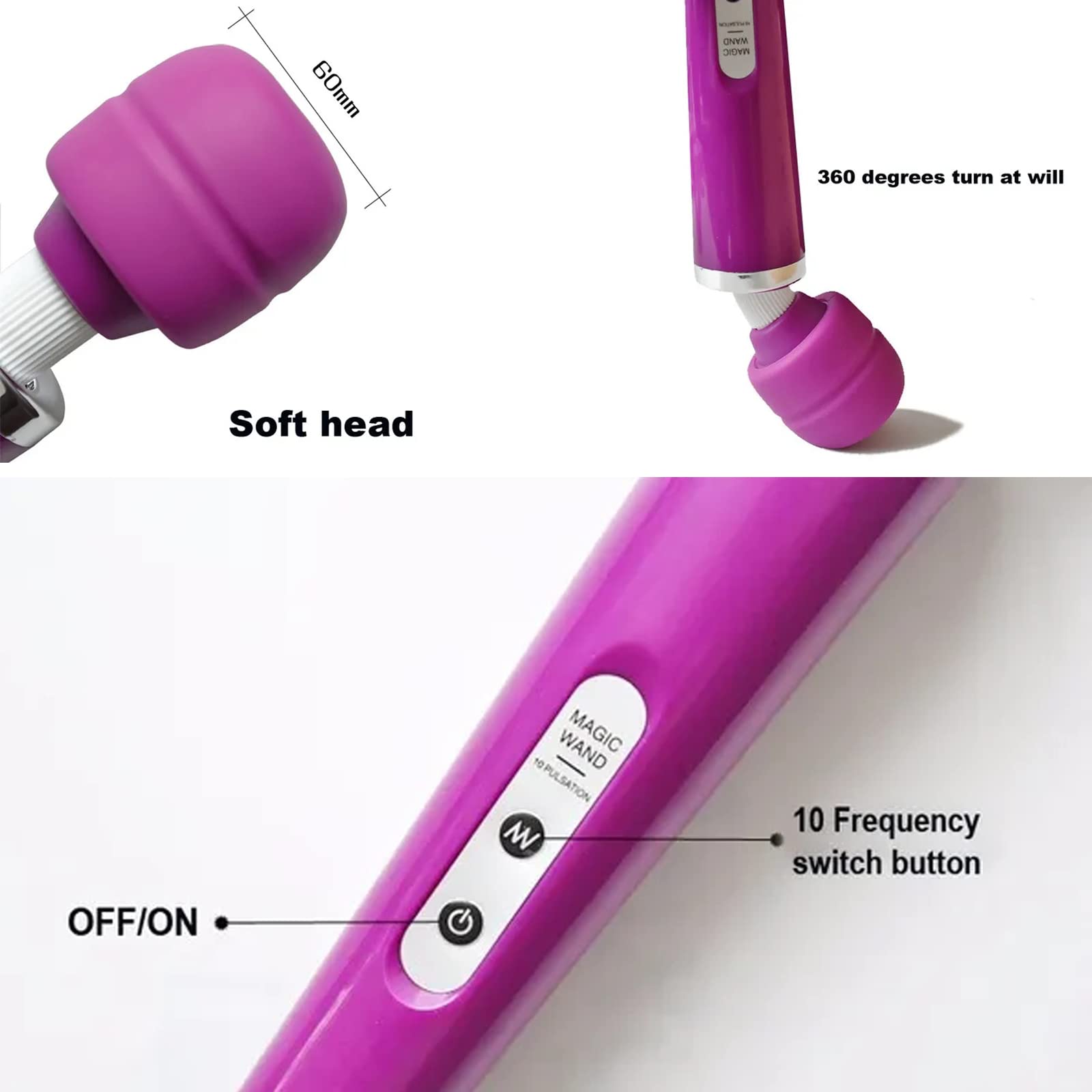 Amazon.com: Powerful Handheld Massager with Strong Vibrations,Waterproof  Clitoral Stimulator,Softer and Flexible, Rotating Dildo Vibrator for Men,  Women & Couple(Purple) : Health & Household