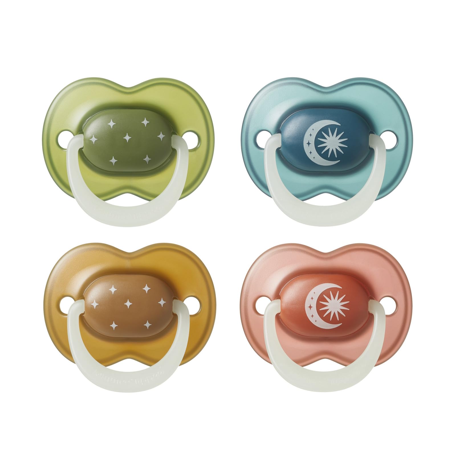 Tommee Tippee NightGlow-Schnuller, 18-36 Monate, 4 Stück, Leuchtet im Dunkeln, Kieferorthopädischer Sauger, Zusätzliche Luftlöcher, Symmetrische Passform, 100% BPA-freies Silikon, Gedämpfte Töne