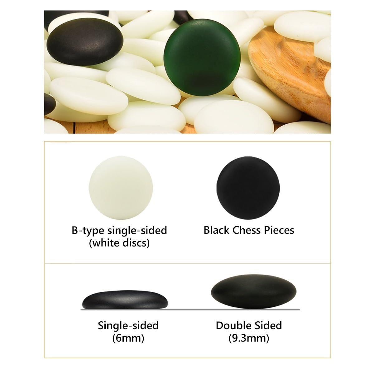 Jeu De Go, Plateau De Jeu De Go Chinois| Jeu De Stratégie Chinois Classique Recto-Verso En Bambou,Bols Et 361 Pièces, Jeu De Cinq En Ligne En Bois ( Color : A , Size : Double-sided chess pieces )